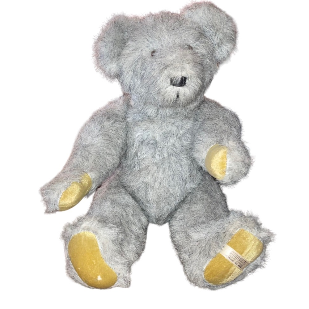 VTG CARROUSEL JOINTED MOHAIR TEDDY BEAR 18” GRAY MOVEABLE ARMS AND LEGS MARKED